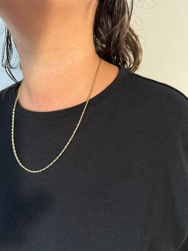 Collier Chaîne maille palmier en or jaune et blanc 18 carats 58 Facettes