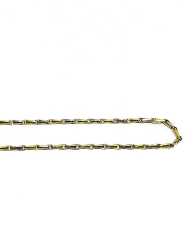 Collier Chaîne maille palmier en or jaune et blanc 18 carats 58 Facettes