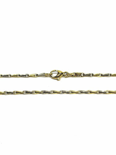 Collier Chaîne maille palmier en or jaune et blanc 18 carats 58 Facettes