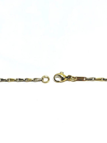 Collier Chaîne maille palmier en or jaune et blanc 18 carats 58 Facettes
