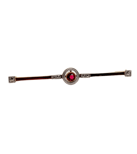 Broche Broche barrette Art déco en or 18k et pierre rouge 58 Facettes A06478