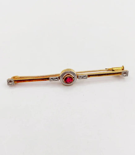 Broche Broche barrette Art déco en or 18k et pierre rouge 58 Facettes A06478