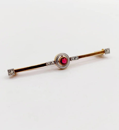 Broche Broche barrette Art déco en or 18k et pierre rouge 58 Facettes A06478