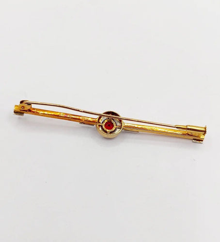 Broche Broche barrette Art déco en or 18k et pierre rouge 58 Facettes A06478