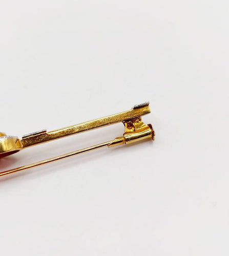 Broche Broche barrette Art déco en or 18k et pierre rouge 58 Facettes A06478