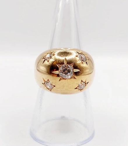 Bague 54 Bague dôme bombée en or rose 18k et diamants taille ancienne 58 Facettes A06475