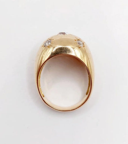 Bague 54 Bague dôme bombée en or rose 18k et diamants taille ancienne 58 Facettes A06475
