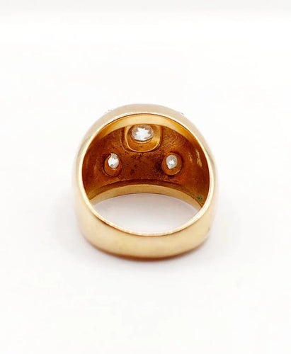Bague 54 Bague dôme bombée en or rose 18k et diamants taille ancienne 58 Facettes A06475