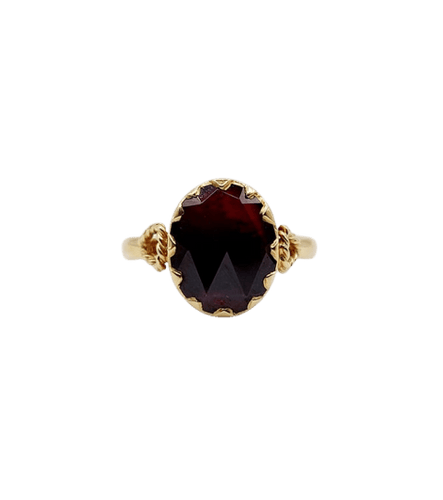 Bague 53 Bague antique en or rose 18k aux grenats de Perpignan 58 Facettes A06485