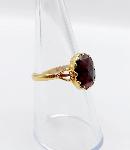Bague 53 Bague antique en or rose 18k aux grenats de Perpignan 58 Facettes A06485
