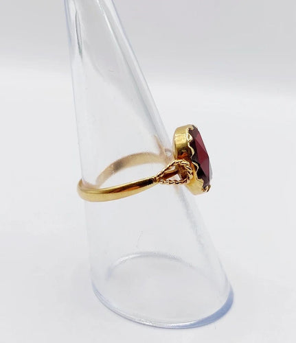 Bague 53 Bague antique en or rose 18k aux grenats de Perpignan 58 Facettes A06485