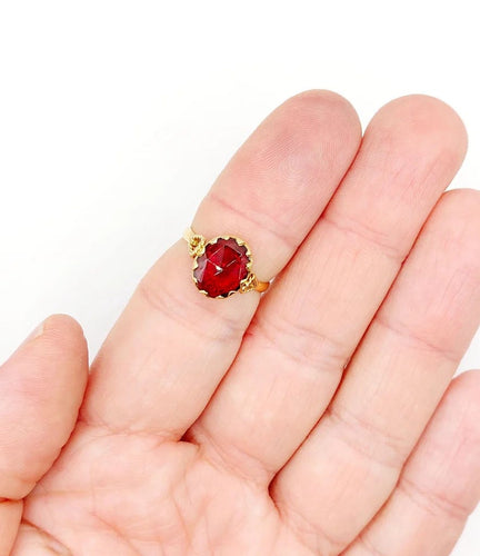 Bague 53 Bague antique en or rose 18k aux grenats de Perpignan 58 Facettes A06485