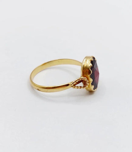 Bague 53 Bague antique en or rose 18k aux grenats de Perpignan 58 Facettes A06485