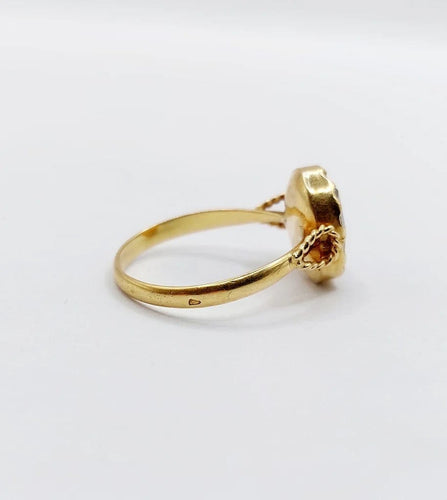 Bague 53 Bague antique en or rose 18k aux grenats de Perpignan 58 Facettes A06485