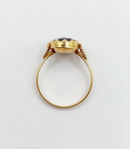 Bague 53 Bague antique en or rose 18k aux grenats de Perpignan 58 Facettes A06485