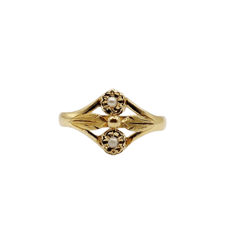 Bague 55.5 Bague toi et moi Art nouveau en or jaune 18k et perles 58 Facettes A06501