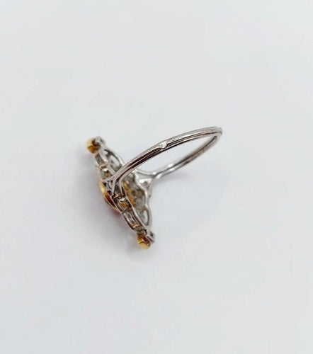 Bague 51 Bague marquise Art déco en platine, diamants et rubis synthétiques 58 Facettes A06548