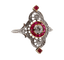 Bague 51 Bague marquise Art déco en platine, diamants et rubis synthétiques 58 Facettes A06548