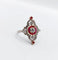 Bague 51 Bague marquise Art déco en platine, diamants et rubis synthétiques 58 Facettes A06548