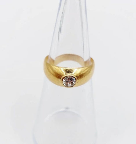 Bague jonc bombée dôme en or 18k et diamant 0,25 ct