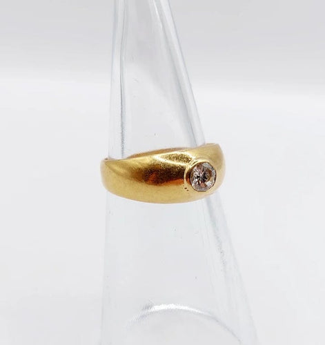 Bague jonc bombée dôme en or 18k et diamant 0,25 ct