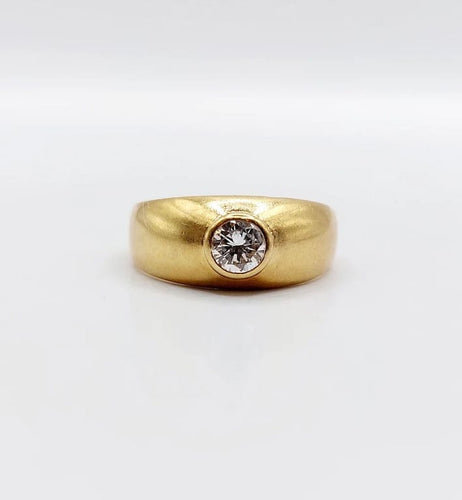 Bague jonc bombée dôme en or 18k et diamant 0,25 ct
