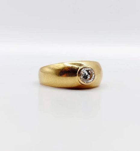 Bague jonc bombée dôme en or 18k et diamant 0,25 ct