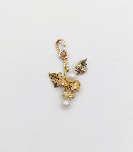 Pendentif Pendentif victorien fleur en or rose et jaune 18k et perles 58 Facettes A02325