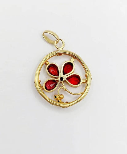 Pendentif Pendentif trèfle Art nouveau en or 18k avec diamant taille rose 58 Facettes A06631