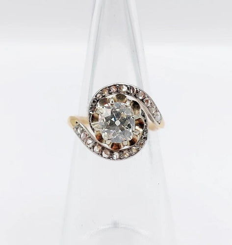 Bague 48 Bague tourbillon ancienne en or 18k et platine, diamants 58 Facettes A06630