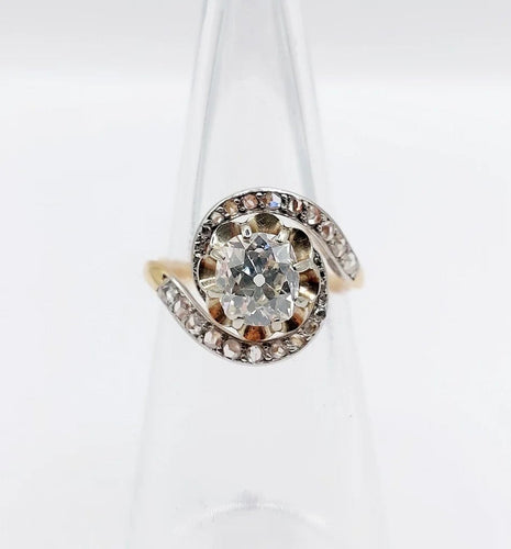 Bague 48 Bague tourbillon ancienne en or 18k et platine, diamants 58 Facettes A06630