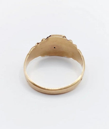 Bague 62 Bague chevalière victorienne en or rose 18k et émail bleu 58 Facettes A06638