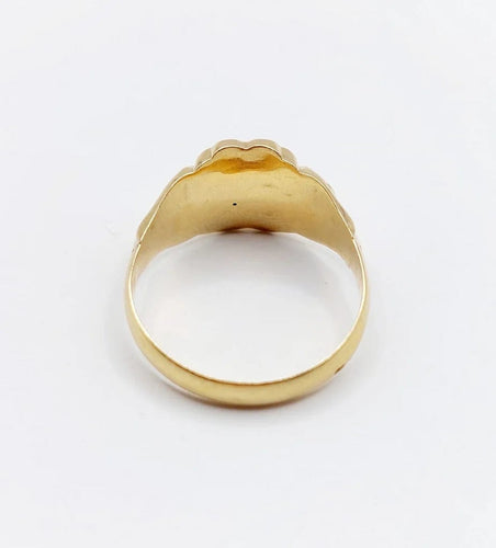 Bague 61 Chevalière victorienne - Bague en or 18k fleur ciselée 58 Facettes A06637