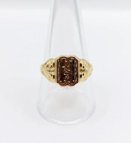 Bague 61 Chevalière victorienne - Bague en or 18k fleur ciselée 58 Facettes A06637