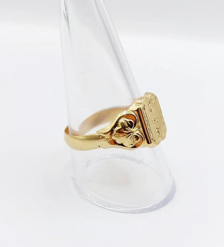 Bague 61 Chevalière victorienne - Bague en or 18k fleur ciselée 58 Facettes A06637