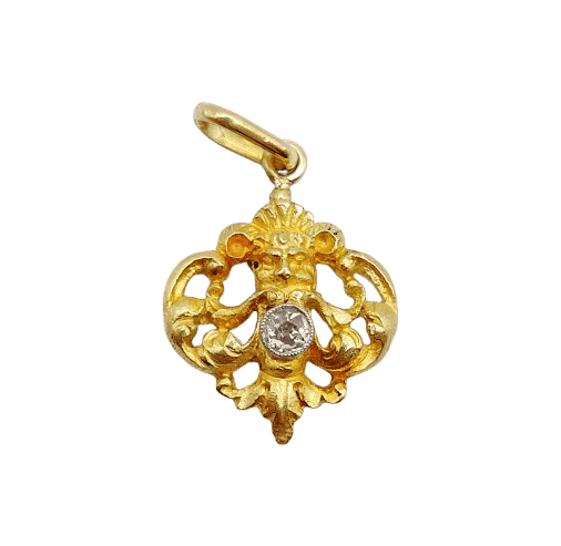 Pendentif Pendentif antique chimère ou satyre en or 18k et diamant 58 Facettes A03721
