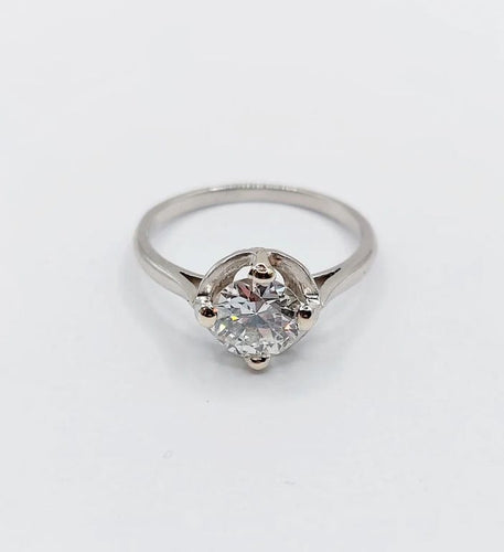 Bague 53 Bague solitaire Art déco en platine et diamant 1,11 ct 58 Facettes A06554