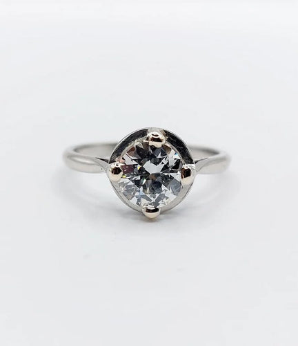Bague 53 Bague solitaire Art déco en platine et diamant 1,11 ct 58 Facettes A06554