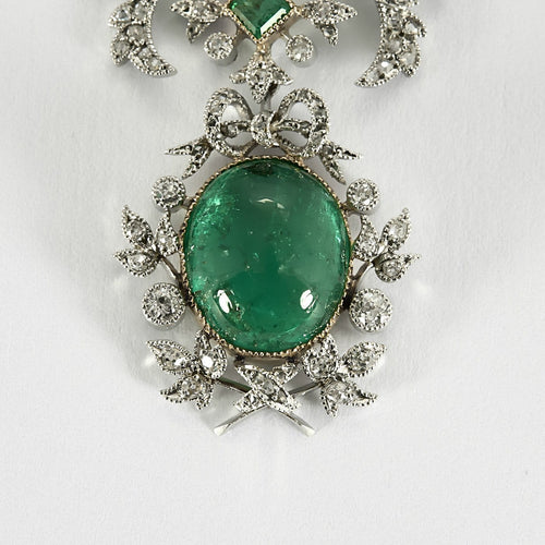 Collier Collier Guirlandes Belle Époque en platine et or jaune, émeraudes et diamants 58 Facettes CAN1616X3