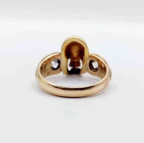 Bague 56.5 Bague momento mori ancienne tête de mort en or jaune 14k et diamants 58 Facettes A05056