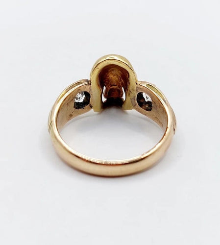 Bague 56.5 Bague momento mori ancienne tête de mort en or jaune 14k et diamants 58 Facettes A05056
