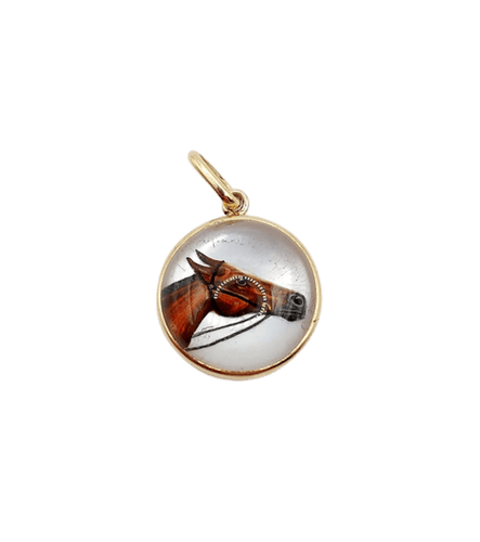 Pendentif Pendentif tête de cheval en or jaune 18k et cristal d'Essex 58 Facettes A04957