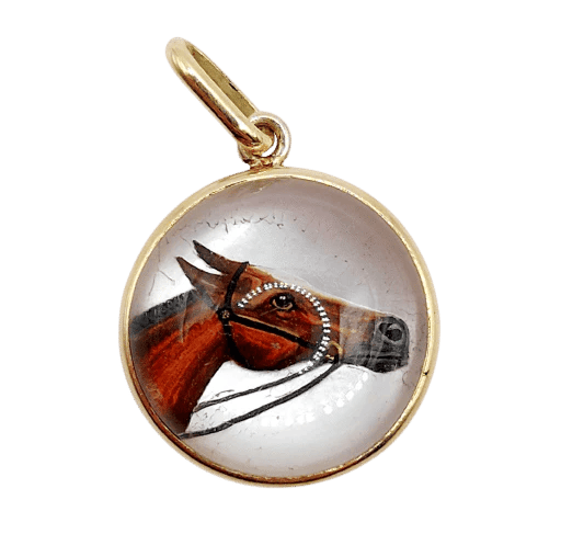 Pendentif Pendentif tête de cheval en or jaune 18k et cristal d'Essex 58 Facettes A04957