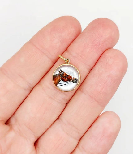 Pendentif Pendentif tête de cheval en or jaune 18k et cristal d'Essex 58 Facettes A04957