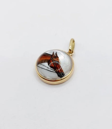 Pendentif Pendentif tête de cheval en or jaune 18k et cristal d'Essex 58 Facettes A04957