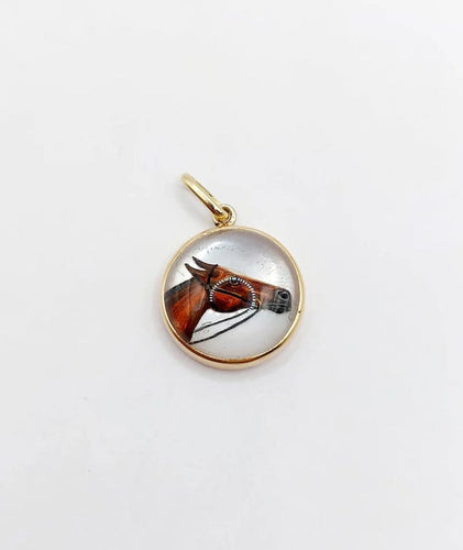 Pendentif Pendentif tête de cheval en or jaune 18k et cristal d'Essex 58 Facettes A04957