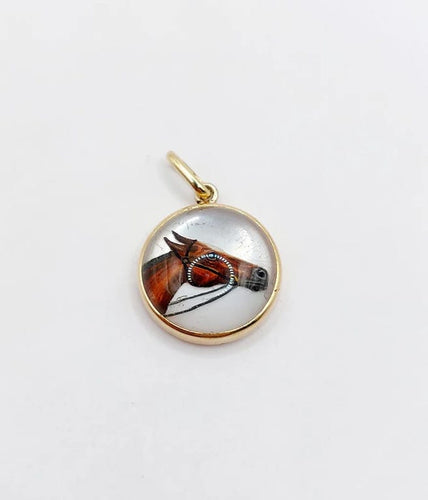Pendentif Pendentif tête de cheval en or jaune 18k et cristal d'Essex 58 Facettes A04957