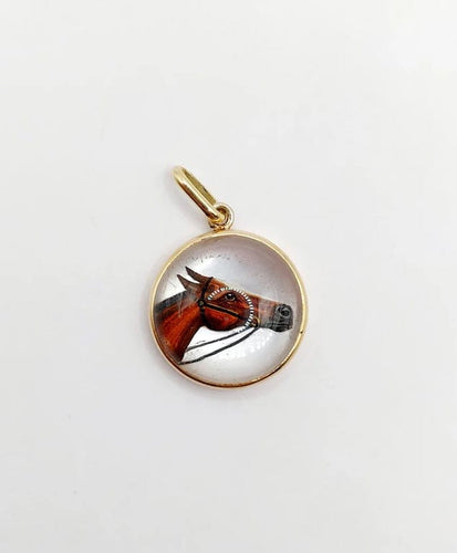 Pendentif Pendentif tête de cheval en or jaune 18k et cristal d'Essex 58 Facettes A04957