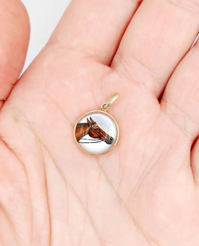 Pendentif Pendentif tête de cheval en or jaune 18k et cristal d'Essex 58 Facettes A04957