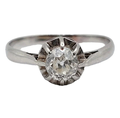 Bague 49.5 Art déco - Bague solitaire en platine et diamant taille ancienne 58 Facettes A05170